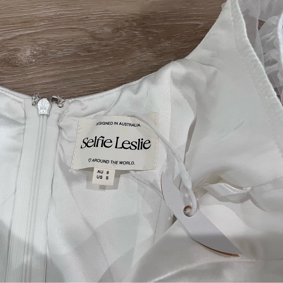 Selfie Leslie Sheer Sleeve White Mini Dress - Picture 4 of 4